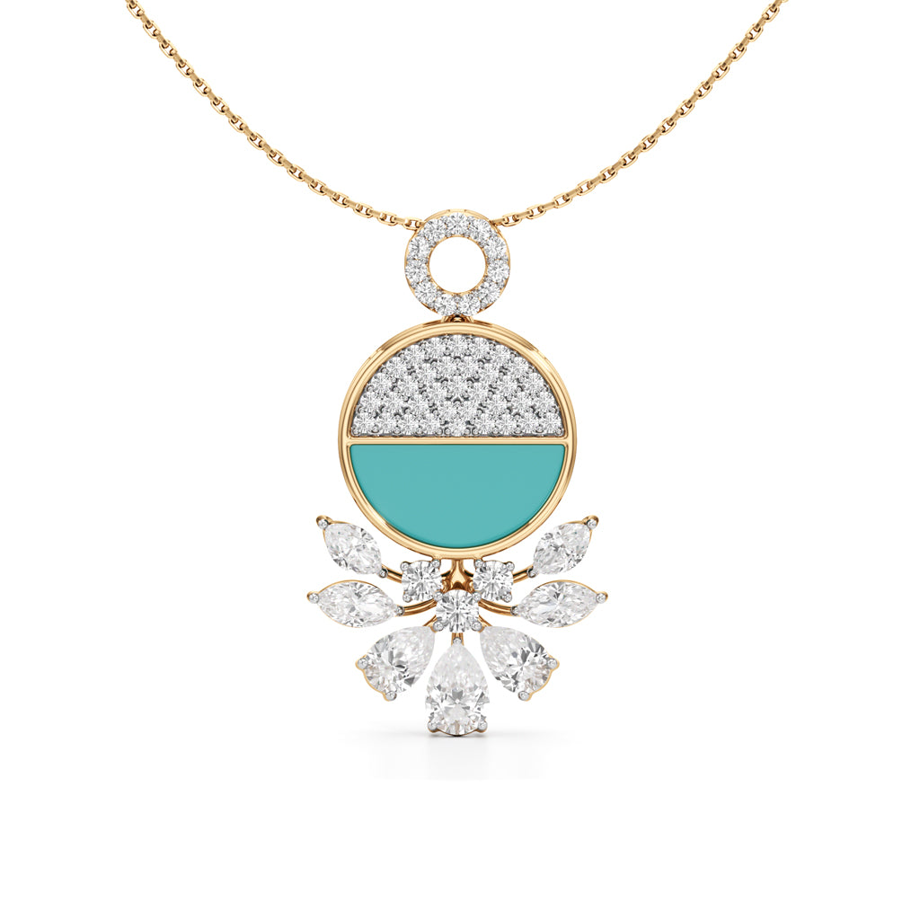 Serenia Bloom Turquoise & Diamond Pendant Necklace