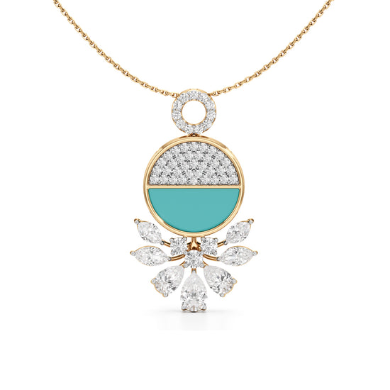 Serenia Bloom Turquoise & Diamond Pendant Necklace