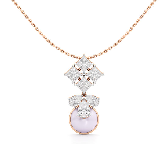 Lunaria Diamond & Pearl Drop Pendant Necklace