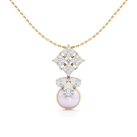 Lunaria Diamond & Pearl Drop Pendant Necklace