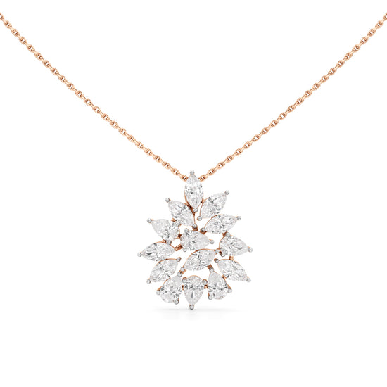 Celestara Marquise & Pear-Cut Diamond Cluster Pendant Necklace