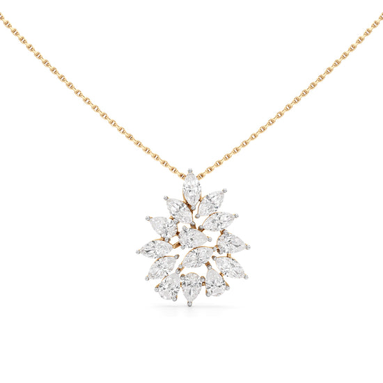 Celestara Marquise & Pear-Cut Diamond Cluster Pendant Necklace