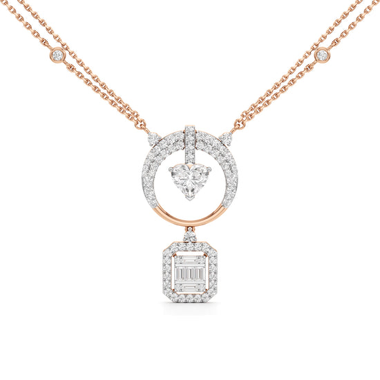 Luminara Heart & Baguette Drop Pendant Necklace