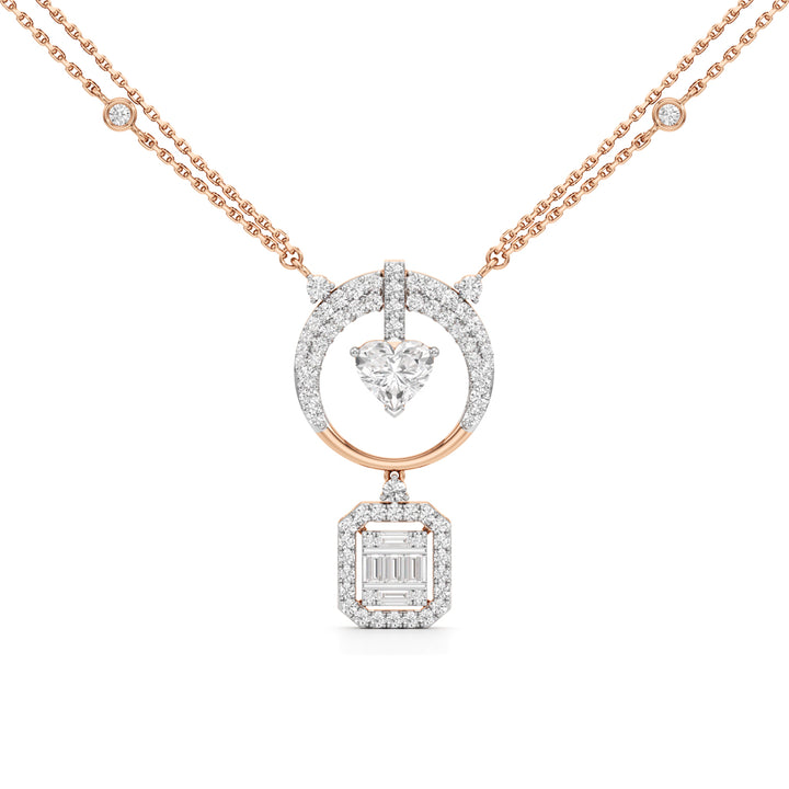Luminara Heart & Baguette Drop Pendant Necklace