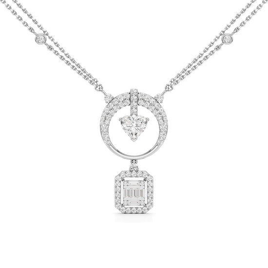 Luminara Heart & Baguette Drop Pendant Necklace