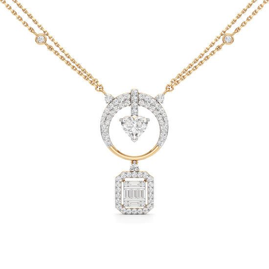 Luminara Heart & Baguette Drop Pendant Necklace