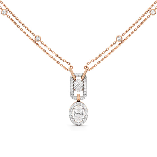 Aurelia Twin Oval Drop Diamond Necklace