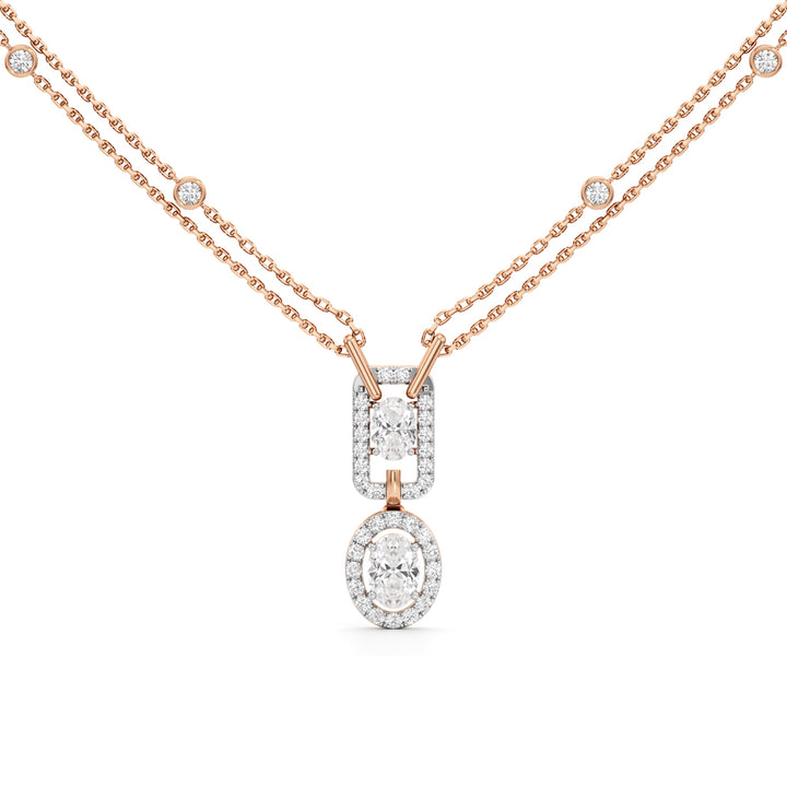 Aurelia Twin Oval Drop Diamond Necklace
