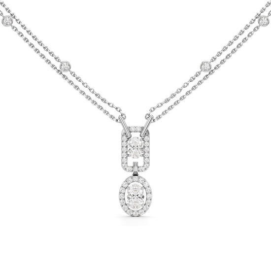 Aurelia Twin Oval Drop Diamond Necklace