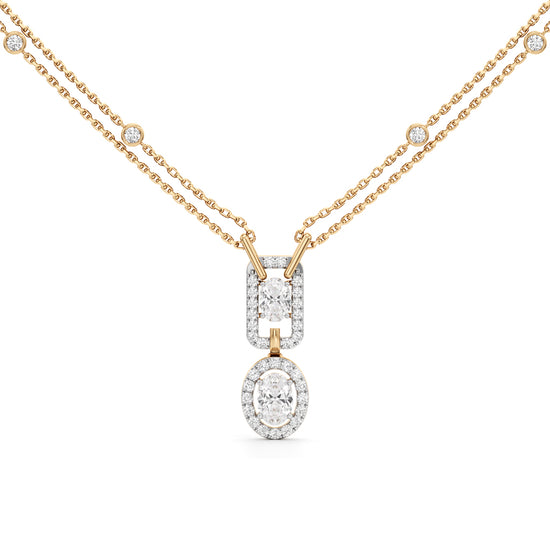 Aurelia Twin Oval Drop Diamond Necklace
