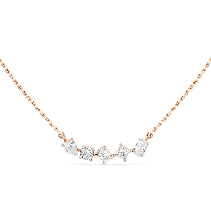 Celestia Multi-Cut Diamond Bar Necklace