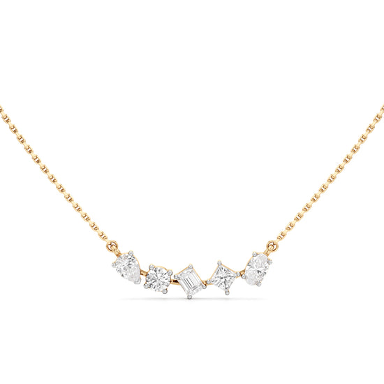 Celestia Multi-Cut Diamond Bar Necklace
