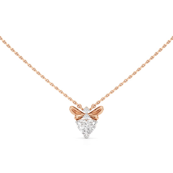 Celestia Heart Bee Diamond Pendant Necklace