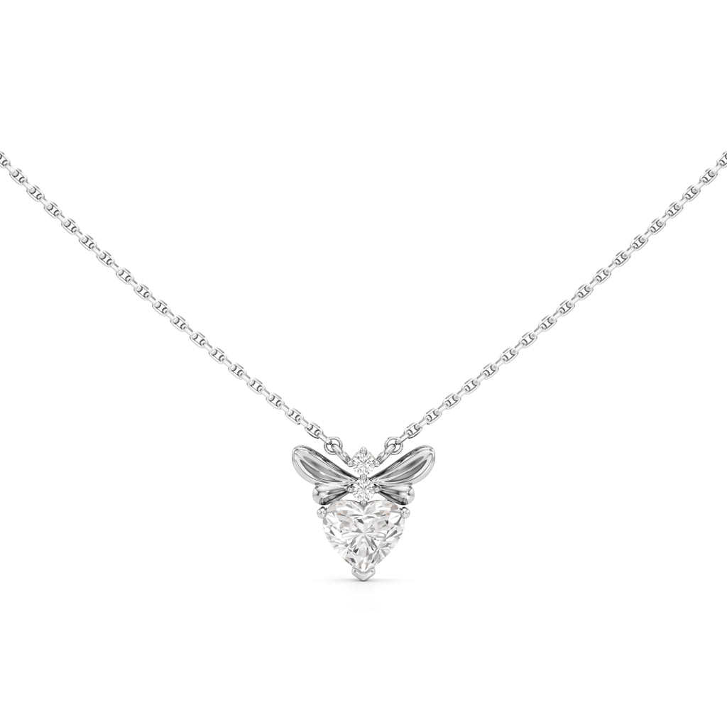 Celestia Heart Bee Diamond Pendant Necklace