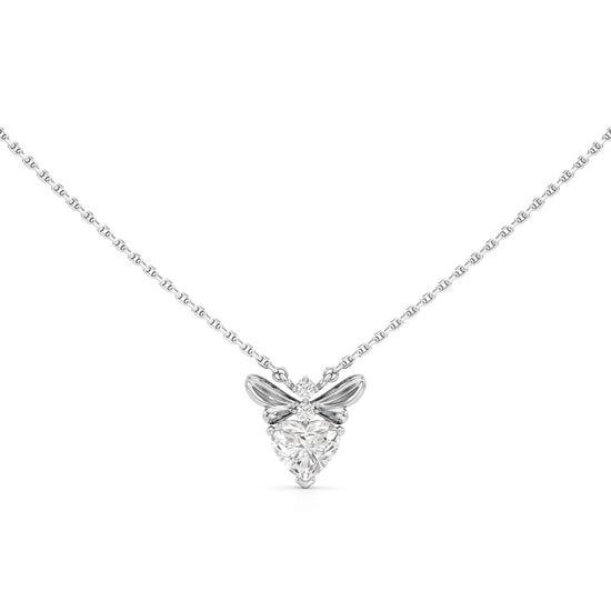 Celestia Heart Bee Diamond Pendant Necklace