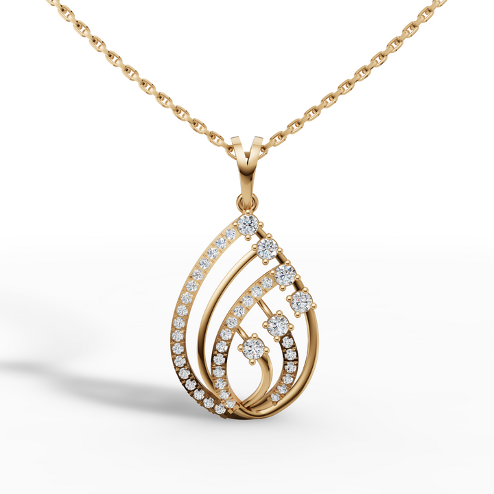 Infinite Teardrop 925 Silver 18k Gold Plated Pendant with Radiant Multi-Stone Accents