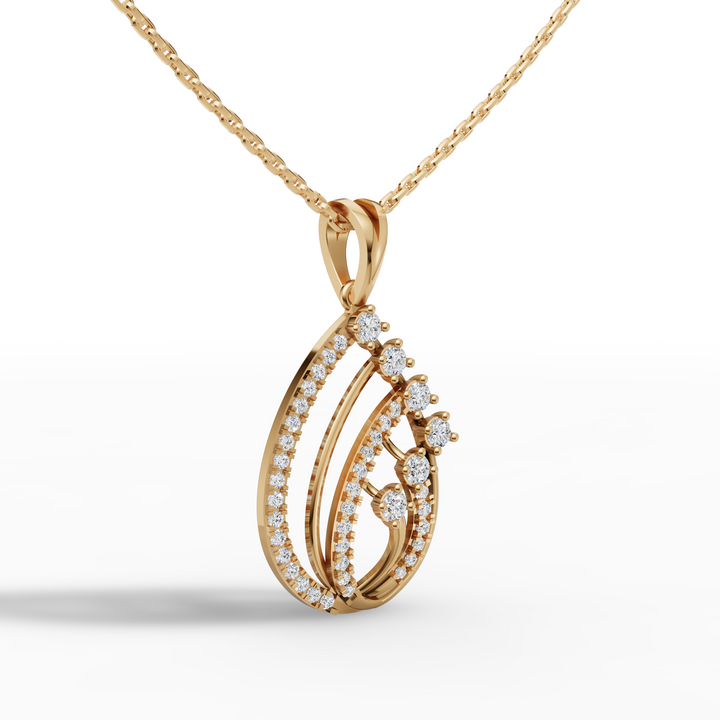 Infinite Teardrop 925 Silver 18k Gold Plated Pendant with Radiant Multi-Stone Accents