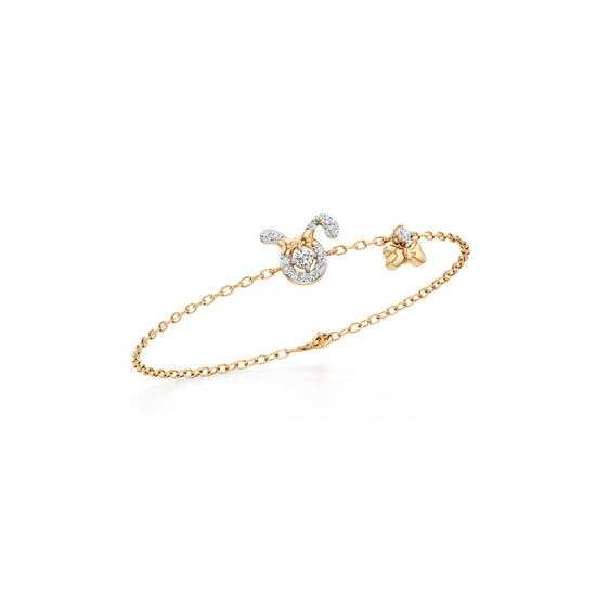 Whimsical Bunny Charm Bracelet  925 Sterling Silver 18k Gold Vermeil Lab Grown Diamond