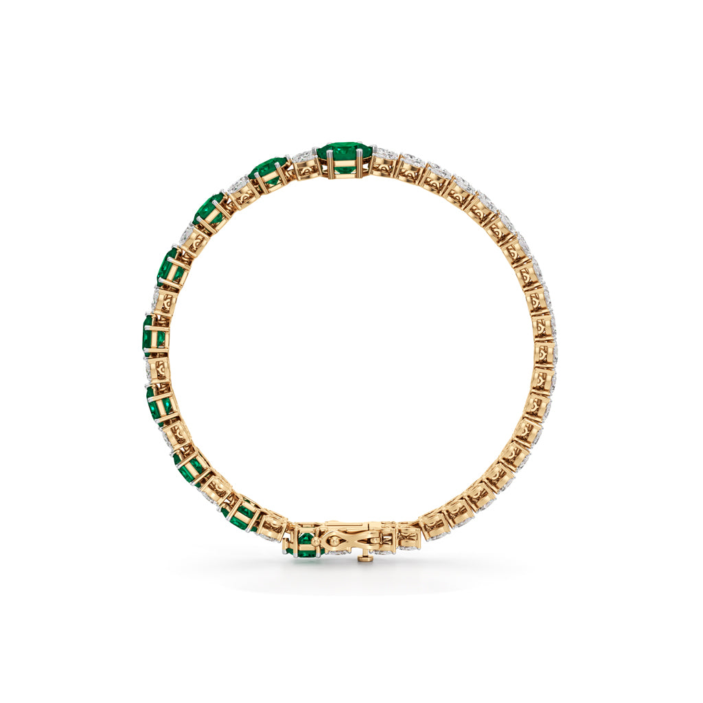 Majestic Hexagon Emerald  PearCut 925 Silver 18k Gold Plated Luxury Tennis Bracelet
