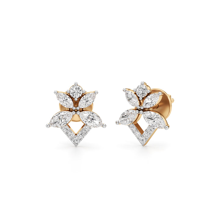 Botanical Starburst Stud Earrings in 925 silver 18k Gold Plated