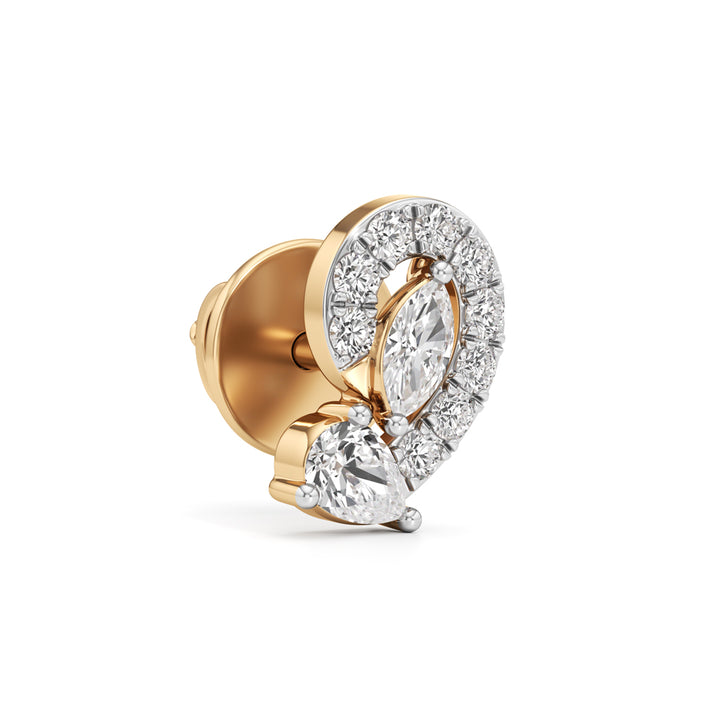 Curved Marquise Halo Stud Earrings in 925 silver 18k Gold Plated