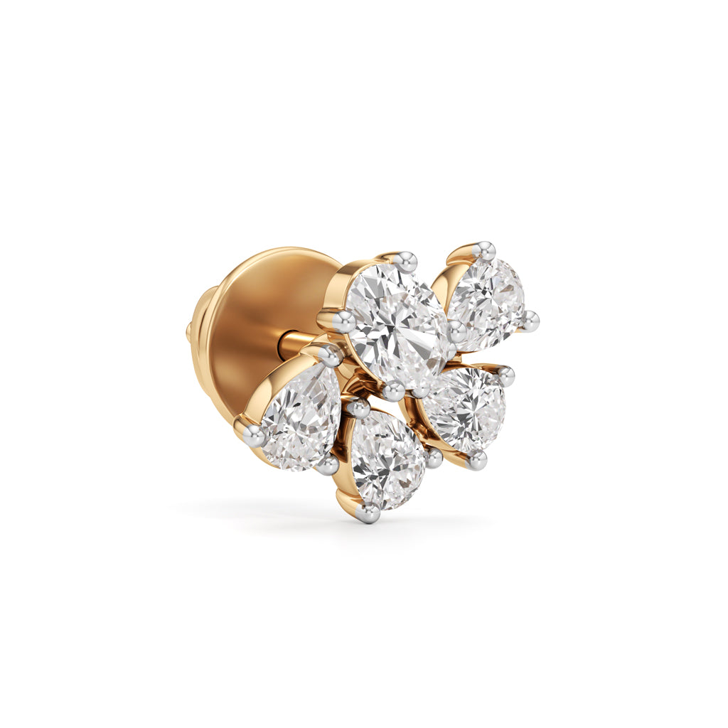 Gorgeous Oval & Pear Cluster Studs in 925 silver 18k Gold Plated