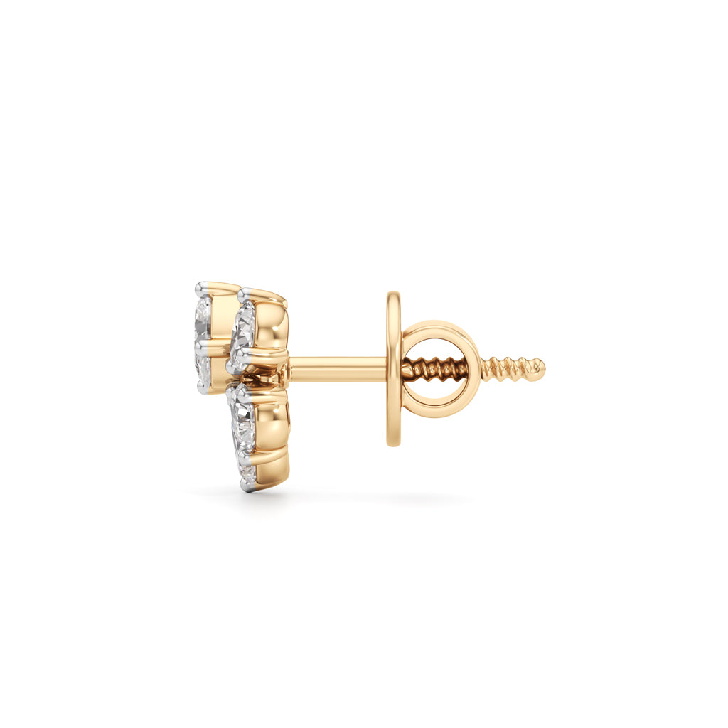 Gorgeous Oval & Pear Cluster Studs in 925 silver 18k Gold Plated