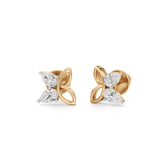 Dainty Butterfly Petal Stud Earrings in 925 silver 18k Gold Plated