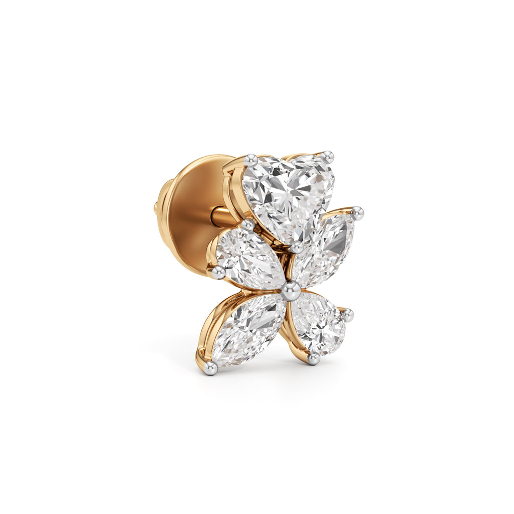 Heart & Marquise Butterfly Wing Studs in 925 silver 18k Gold Plated