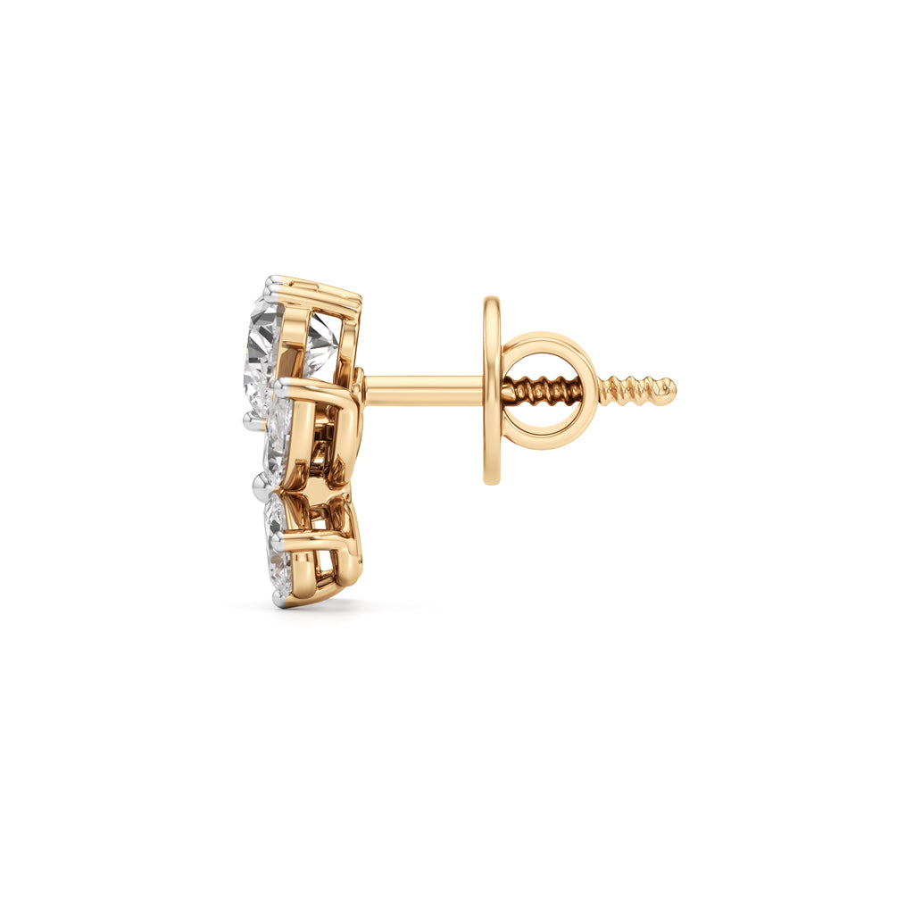 Heart & Marquise Butterfly Wing Studs in 925 silver 18k Gold Plated