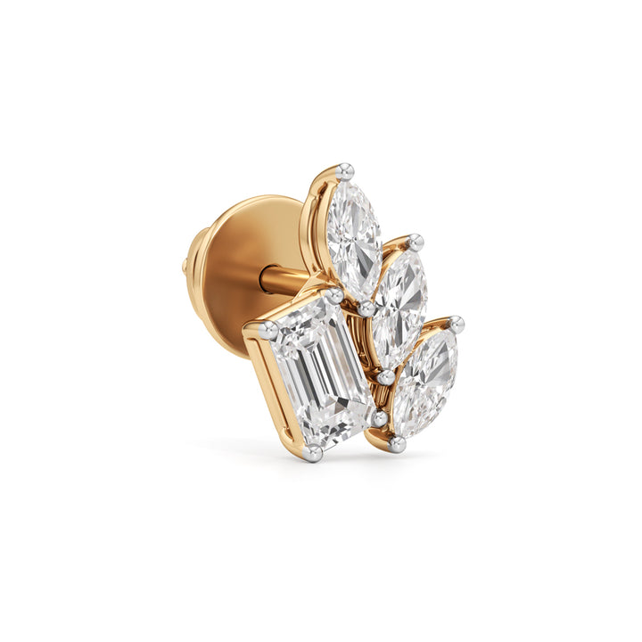 Emerald & Marquise Fan Stud Earrings in 925 silver 18k Gold Plated