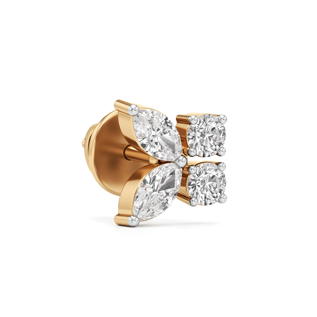 Marquise & Round Floral Cluster Studs in 925 silver 18k Gold Plated