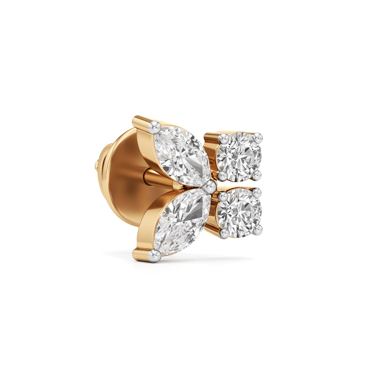 Marquise & Round Floral Cluster Studs in 925 silver 18k Gold Plated