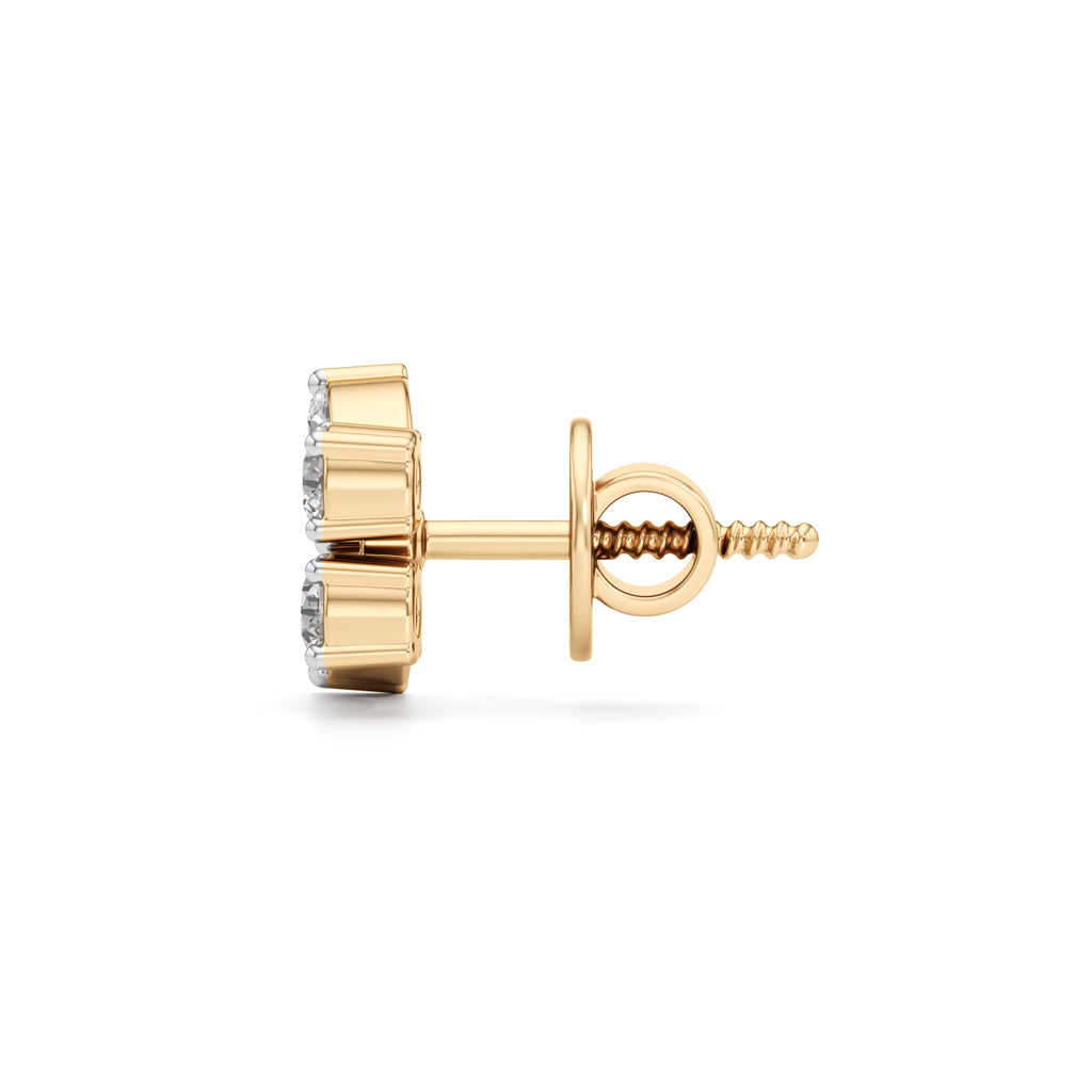 Marquise & Round Floral Cluster Studs in 925 silver 18k Gold Plated