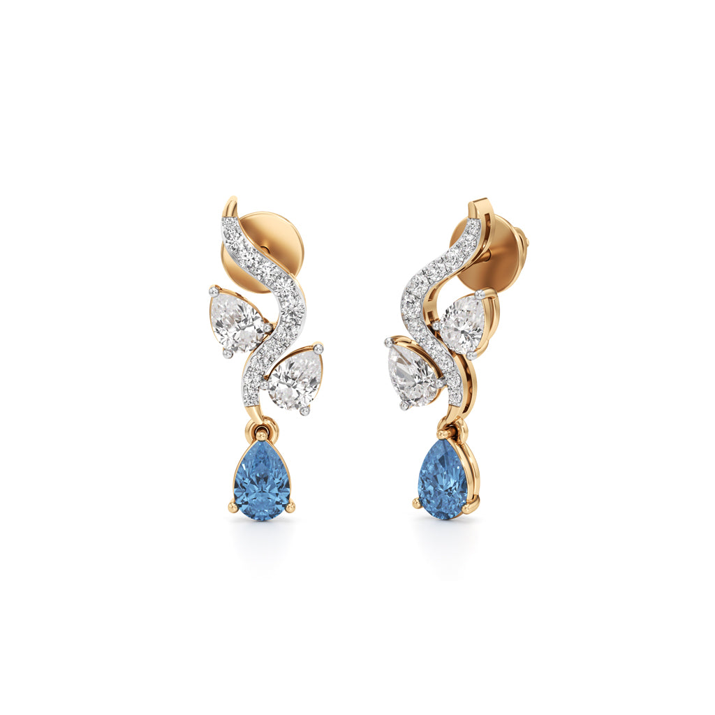 925 Silver 18K Gold Plated Sky Blue Drop Designer Earrings