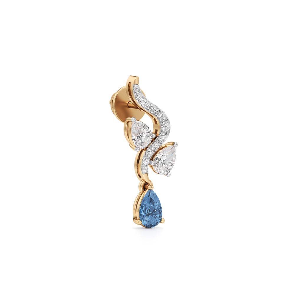 925 Silver 18K Gold Plated Sky Blue Drop Designer Earrings