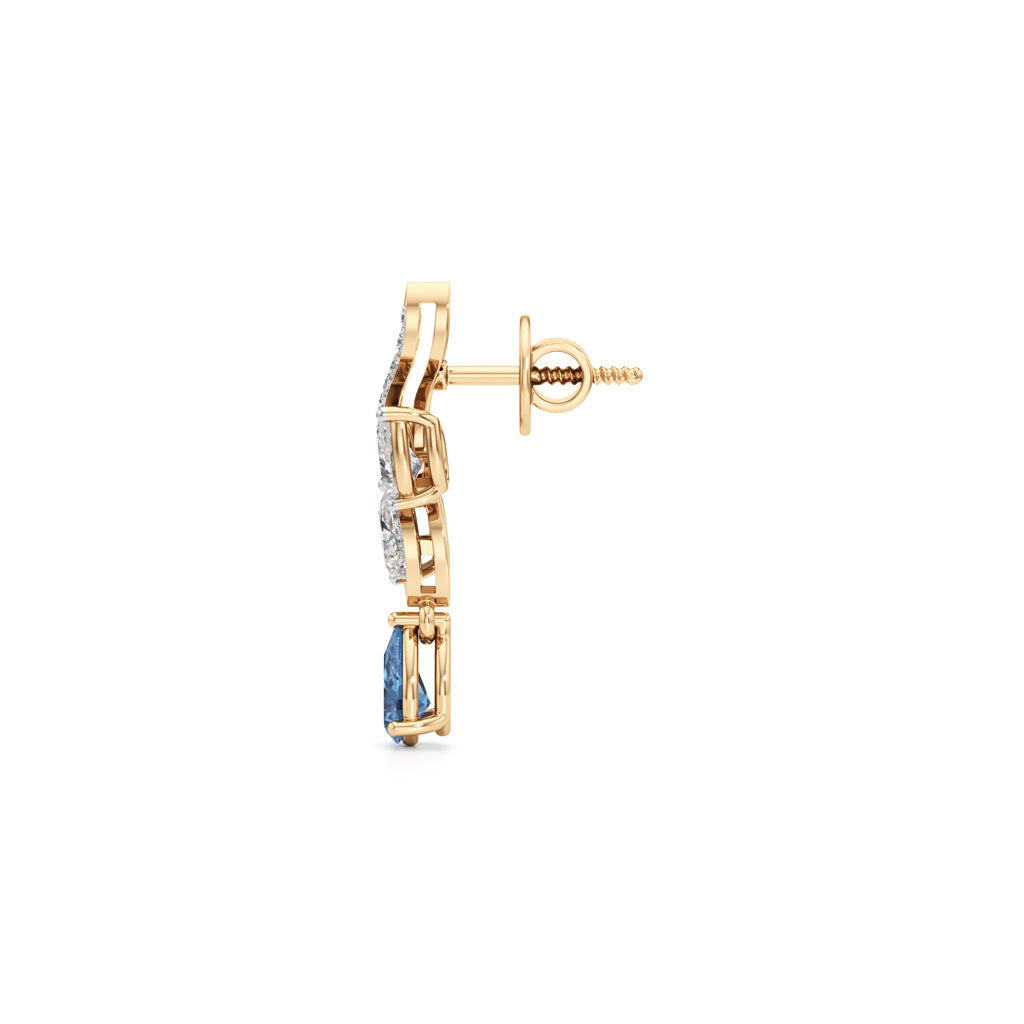 925 Silver 18K Gold Plated Sky Blue Drop Designer Earrings
