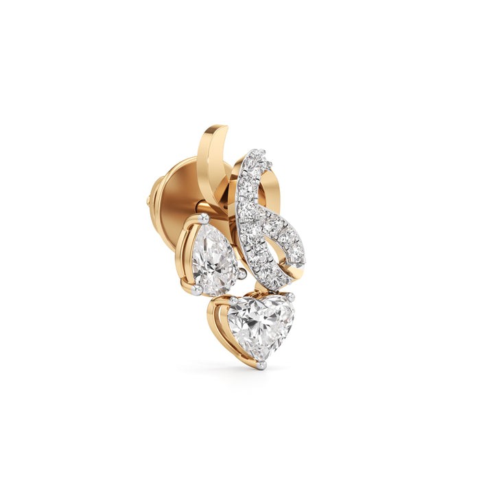925 Silver 18K Gold Plated Designer Heart & Pear Cut Stud Earrings