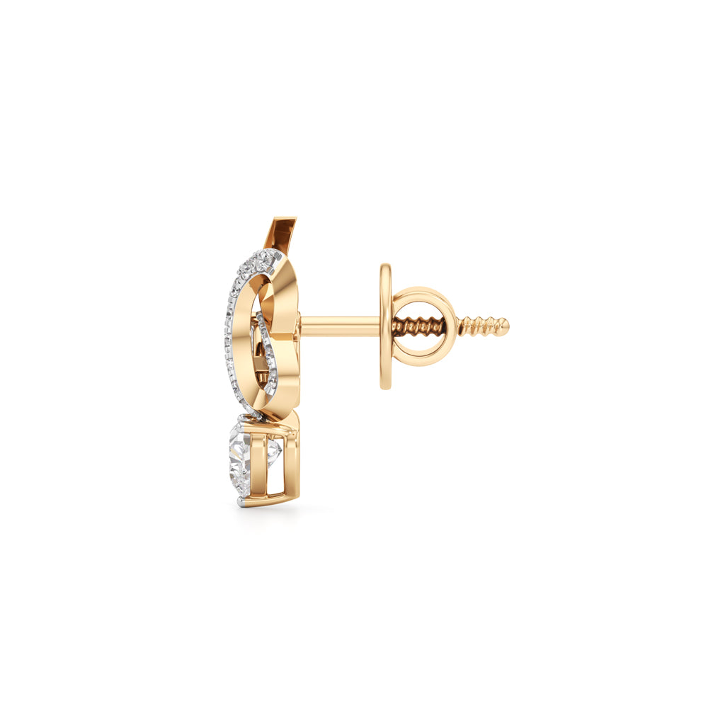 925 Silver 18K Gold Plated Designer Heart & Pear Cut Stud Earrings