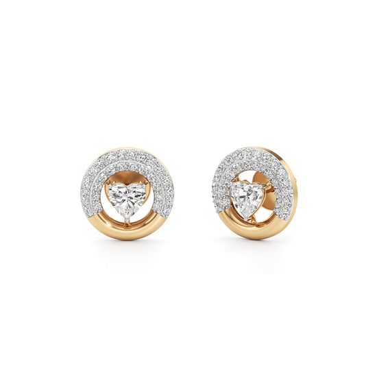 925 Silver 18K Gold Plated Heart Halo Designer Stud Earrings