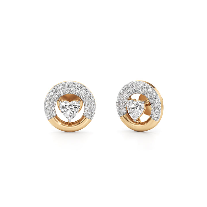 925 Silver 18K Gold Plated Heart Halo Designer Stud Earrings
