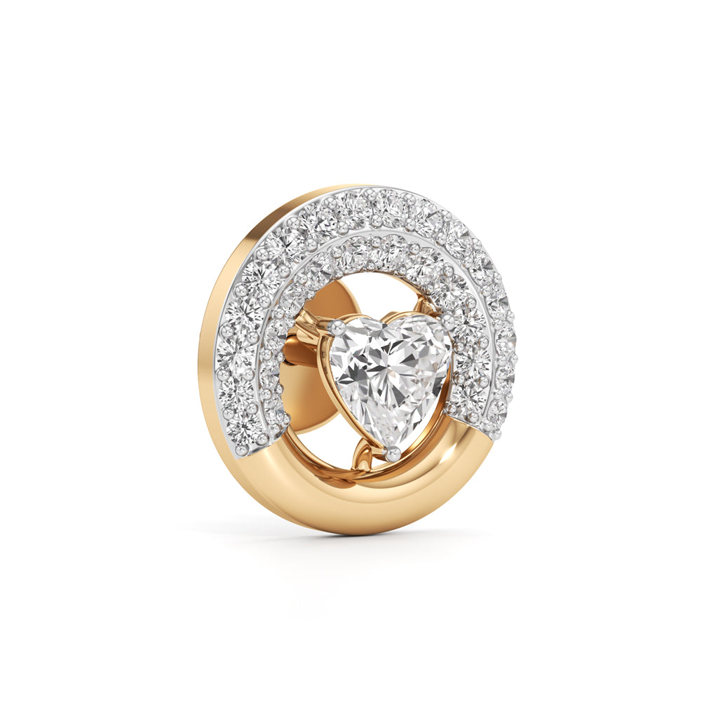 925 Silver 18K Gold Plated Heart Halo Designer Stud Earrings