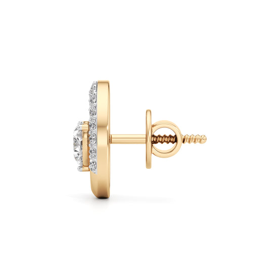 925 Silver 18K Gold Plated Heart Halo Designer Stud Earrings