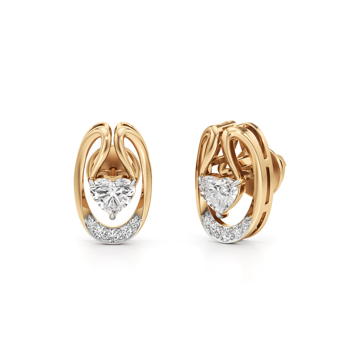 925 Silver 18K Gold Plated Heart Designer Stud Earrings