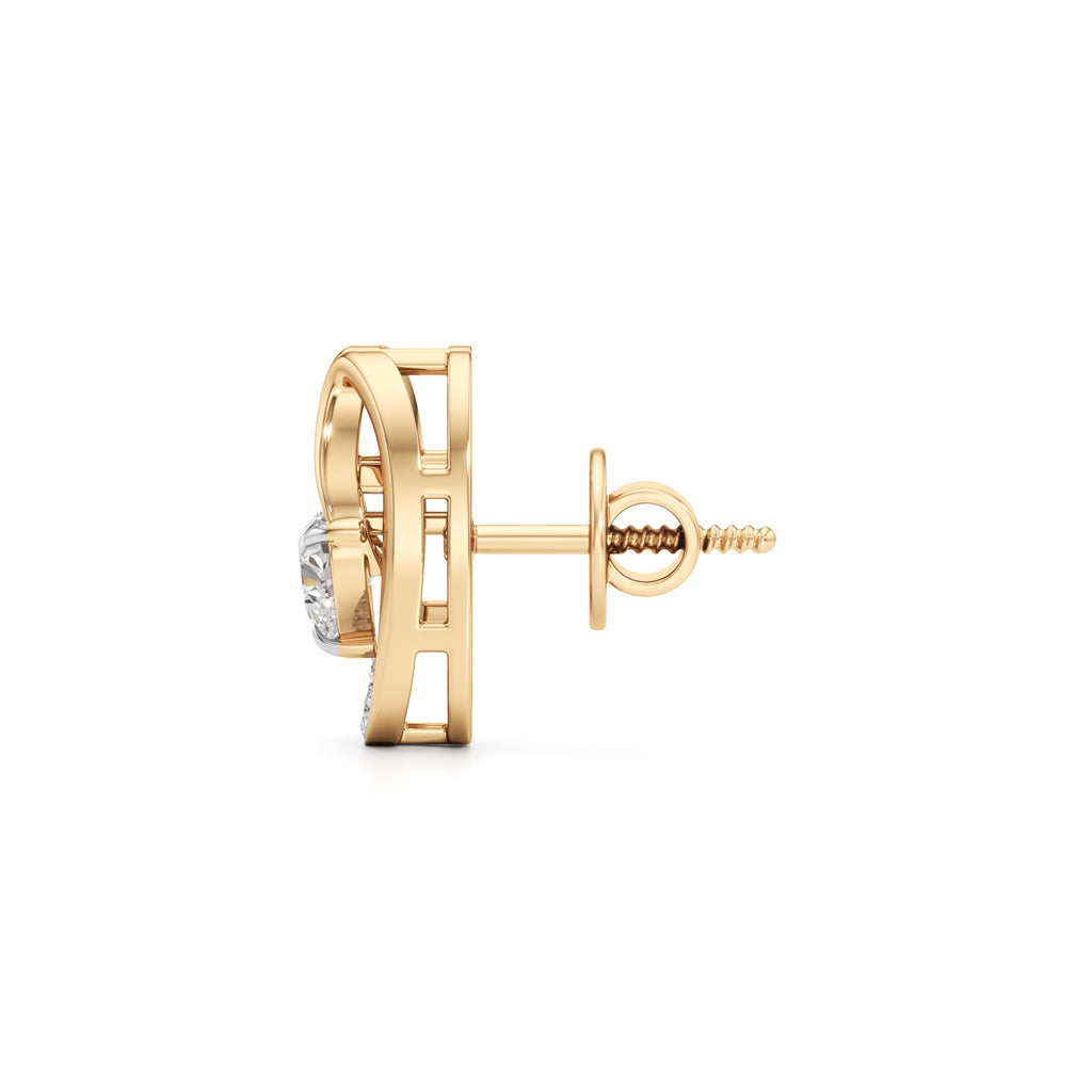 925 Silver 18K Gold Plated Heart Designer Stud Earrings