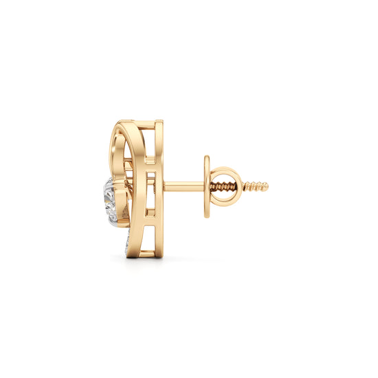 925 Silver 18K Gold Plated Heart Designer Stud Earrings