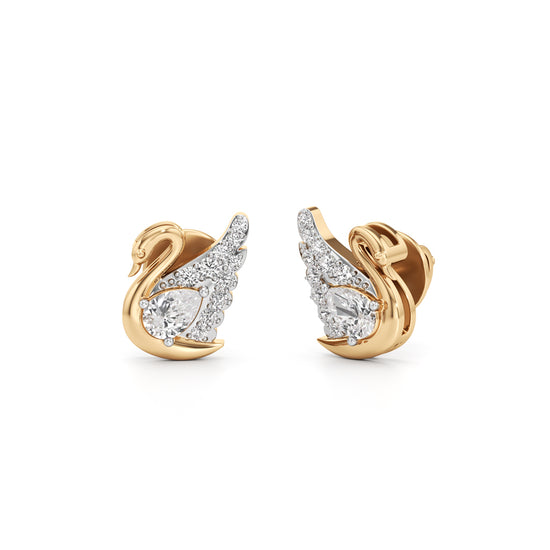 Majestic Pavé Swan Stud Earrings in 925 silver 18k Gold Plated