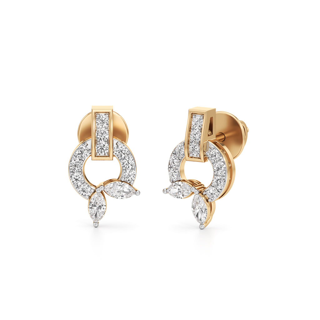 Sky Blue Pear-Cut & Pavé Flame Drop Earrings in 925 silver 18k Gold Plated