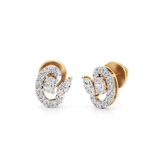 Modern Emerald-Cut Halo Studs in 925 silver 18k Gold Plated