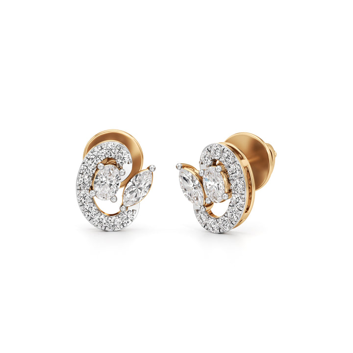 Modern Emerald-Cut Halo Studs in 925 silver 18k Gold Plated